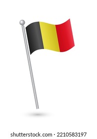 Belgium flag on pole waving in the wind vector illustration