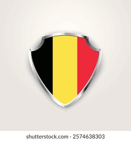 Belgium flag on a shield. Belgium flag. Vector illustration.