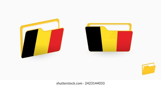 Belgium flag on two type of folder icon. Vector illustration.