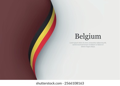 Belgium flag on Waving ribbon. Template for independence day