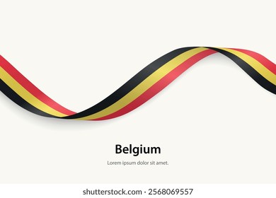 Belgium flag on Waving ribbon. Template for independence day