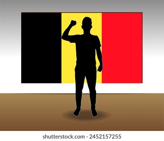 Belgium flag paper texture, single-piece element, vector design, Belgium flag taped on wall, decoration or celebration idea