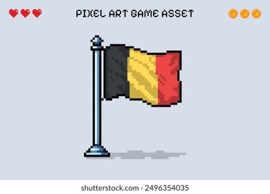 Belgien Flagge pixel art retro video spiel 2d asset illustration isoliert vektoriell euro land europäisch nation brusellen