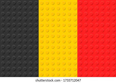 Belgium Flag from plastic building bricks blocks toy. Vector illustration.