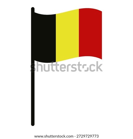 Belgium flag with pole illustrated in vector