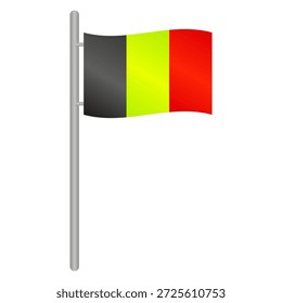 Belgium flag with pole in vector on white background