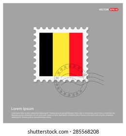 Belgium Flag Postage Stamp on white background. Vector illustration.