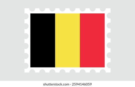 Belgium Flag Postage Stamp. Vector letter stamp flag