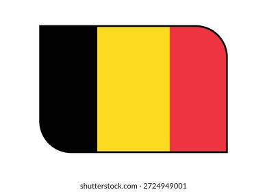 Belgium flag with rounded corners and border