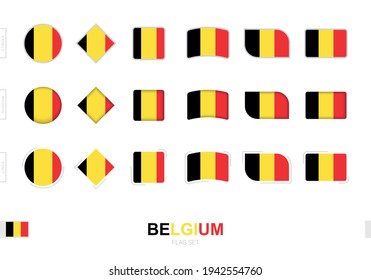 Belgium flag set, simple flags of Belgium with three different effects. Vector illustration.