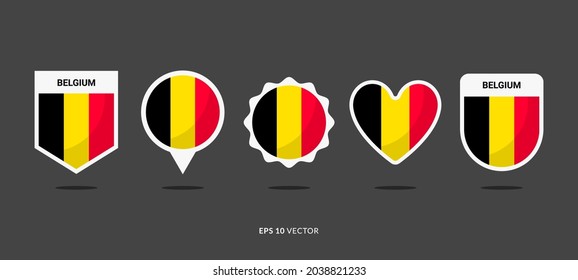 Belgium Flag Set Vector Illustration. Good Used for Sticker, Logo, Icon, Clipart, Etc - EPS 10 Vector