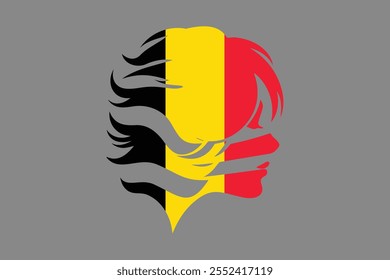 Bandeira da Bélgica e forma da menina, Bandeira da Bélgica símbolo nacional ilustração Vetor, Retângulo Bélgica bandeira ilustração, Vetor plano ilustração
