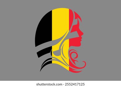 Bandeira da Bélgica e forma da menina, Bandeira da Bélgica símbolo nacional ilustração Vetor, Retângulo Bélgica bandeira ilustração, Vetor plano ilustração
