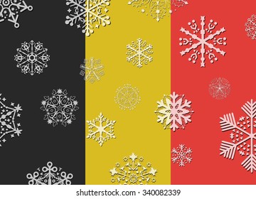 belgium flag with snowflakes