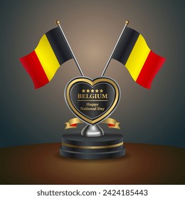 Bandera de Bélgica en un puesto sobre la mesa. Ilustración vectorial