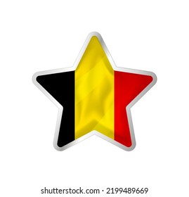 Belgium flag in star. Button star and flag template. Easy editing and vector in groups. National flag vector illustration on white background.