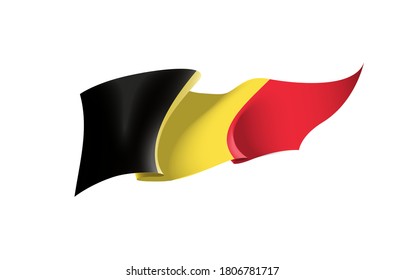 Belgium flag state symbol isolated on background national banner. Greeting card National Independence Day of the Kingdom of Belgium. Illustration banner with realistic state flag.