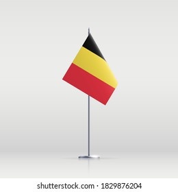 Belgium flag state symbol isolated on background national banner. Greeting card National Independence Day of the Kingdom of Belgium. Illustration banner with realistic state flag.