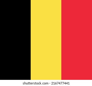 Belgium flag state symbol isolated on background national banner. Greeting card National Independence Day of the Kingdom of Belgium. Illustration banner with realistic state flag.