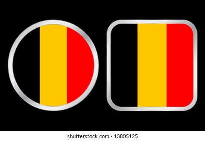 Belgium flag - two icon on black background. Vector illustration.