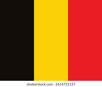 Belgium flag vector art featuring bold black, yellow, and red vertical stripes. Clean flag design and illustration, ideal as a design element for creative projects.