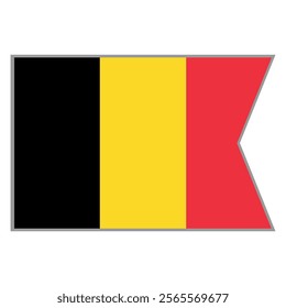 Belgium flag vector design and illustration , National flag country with original color, Pennon flag