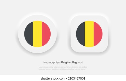 Belgium flag vector icon in trendy neumorphism style, belgium flag button Vector EPS 10