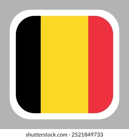 Belgium Flag Vector Stock Illustration Design Template. Rounded Square Shape.