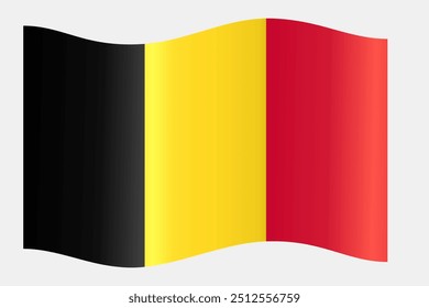 Belgium flag waving 3D gradient background frame border shiny silk textured isolated on white background bunting vector illustration.