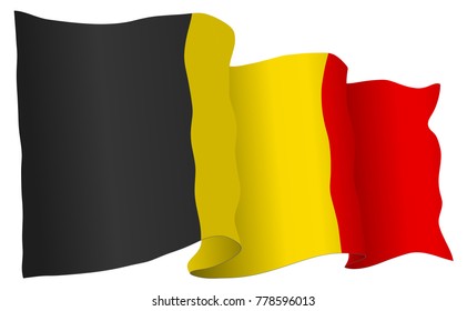 Belgium flag waving isolated on white in vector format.