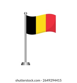Belgium Flag Waving on Flagpole Vector