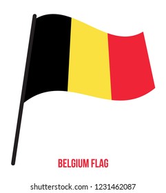 Belgium Flag Waving Vector Illustration on White Background. Belgium National Flag.