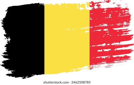 Belgium flag, wide brush stroke on transparent background, vector.