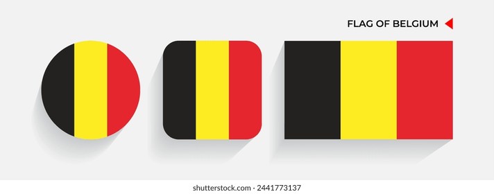 Belgium Flags arranged in round, square and rectangular shapes