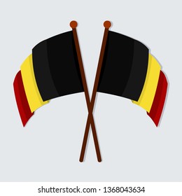 Belgium flags crossed vector symbol illustration