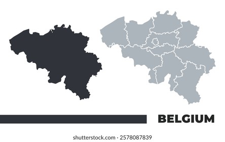 Belgium flat and border outline vector maps