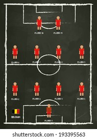 Belgium Football Club line-up on Pitch, vector design.
