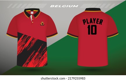 Belgium Football team jersey Design and mockup. Men's polo shirt design for Belgium  football team