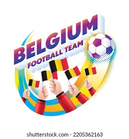 Belgium Football Team Masthead Logo with National Flag Belgium