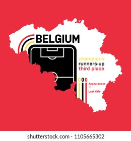 Belgium at football world cups as of 2018 – customizable infographics with the number of medals, appearances and the year of the last title