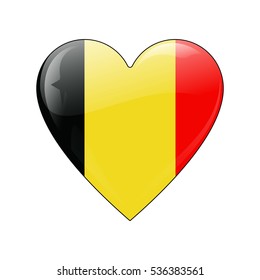 Belgium. A fully editable vector illustration of a flag icon in a form of a shiny heart.
