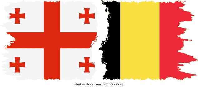 Belgium and Georgia grunge flags connection, vector