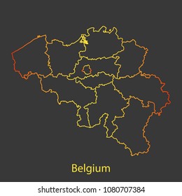 Belgium gradient outline,stroke of map with administrative division. Modern line style vector illustration