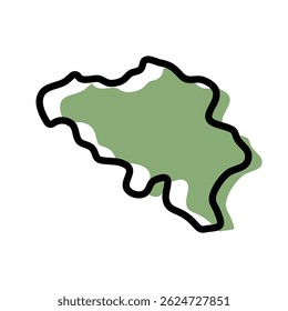 Ícone do mapa verde da Bélgica. Mapa da Bélgica. Design de ícone simples. Ilustração vetorial