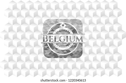 Belgium grey badge with geometric cube white background