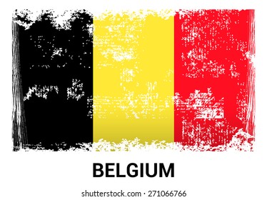 Belgium grunge flag isolated vector in official colors and Proportion Correctly. country's name label in bottom