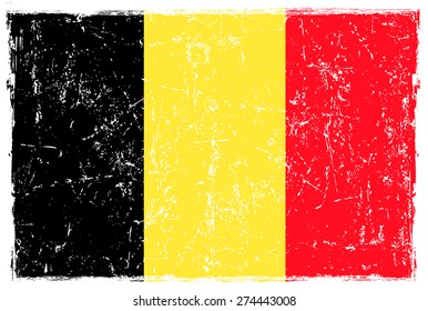Belgium grunge flag.Belgium flag with grunge texture.Vector template.
