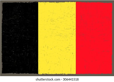 Belgium grunge flag.Belgium flag with grunge texture.Vector template.
