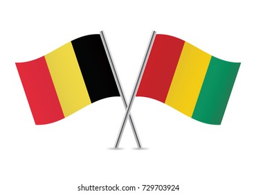 Belgium and Guinea flags.Vector illustration.