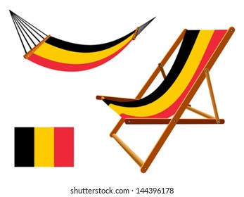 belgium hammock and deck chair set against white background, abstract vector art illustration
